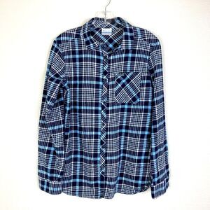 Columbia Women's Flannel Button Up Shirt Size S Blue Plaid Cotton Casual Outdoor